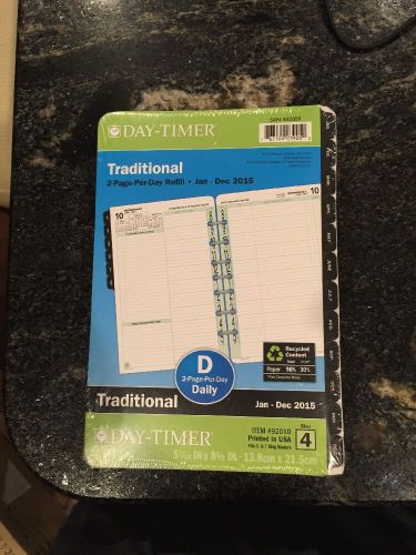 NEW 2015 Day Timer SZ 4 DAILY Traditional 2 Page Per Day Refill Jan-Dec 92010