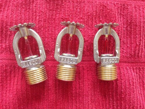 3 RASCO  Fire Sprinkler Heads Red Filled  Brass  Steampunk Industrial art  lot D