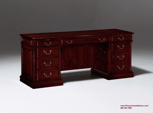 Computer credenza with cpu cabinet cherry and walnut wood office furniture for sale