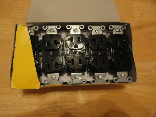 BOX OF (10) HUBBELL CR20BLACK SMOOTH FACE RECEPTACLES 20A/125V 2P/3W GROUNDING