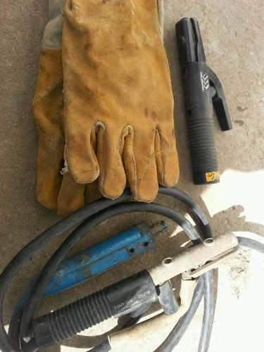 9&#039;6&#034; used welder lead with holder &amp; ground clamps-&amp;torch victor tip&amp;gloves&amp;other for sale