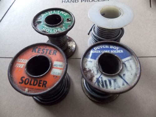 Solder &amp; Spool&#039;s LOT of 4 . Rosin, Acid mixed size. 1 pound 12 oz Total weight