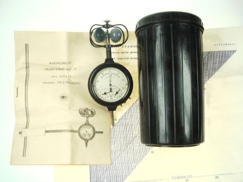 Vintage Anemometer Russian Wind Measurement 1-20 m/s Tool Manual Case Nr 5528