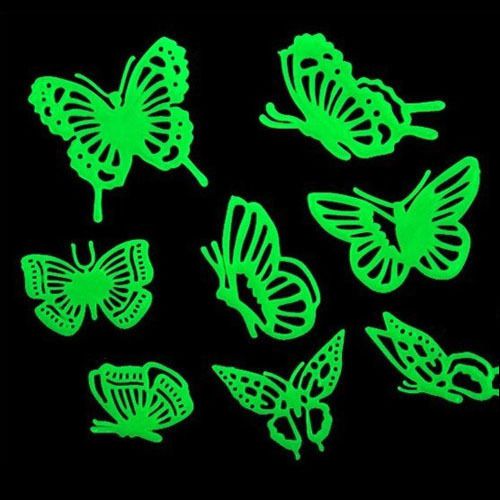 5 Set Noctilucent Fluorescent Stereo Butterfly Stickers Decal for Room Ceiling