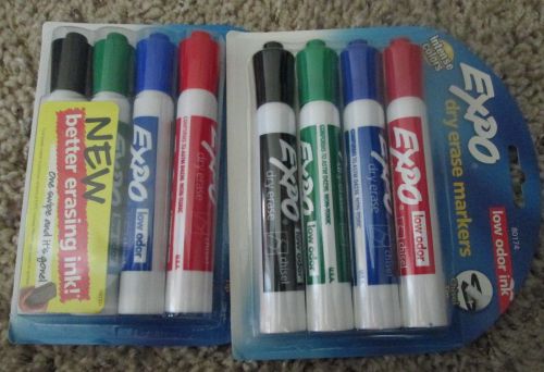 2 new 4 count expo dry erase markers assorted colors chisel tip low odor for sale