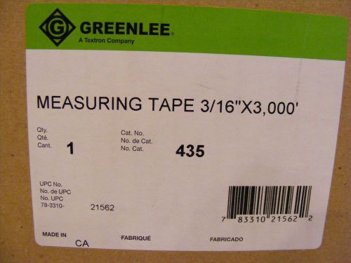 GREENLEE 435 Conduit Measuring (&#034;True&#034;) Tape 3000 ft x 3/16&#034; NIB