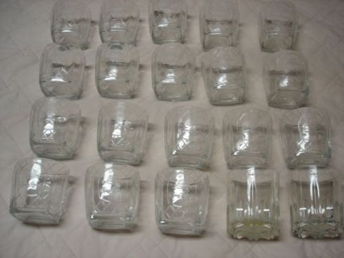 LOT OF 20 CROWN ROYAL LO BALL GLASSES RAISED LOGO DIAMOND PATTERN ITALY ETCHED