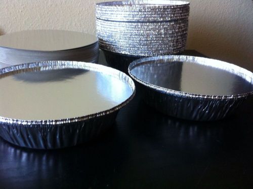 24 Jif Foil 7&#034; Round Aluminum Take-Out Pan with Board