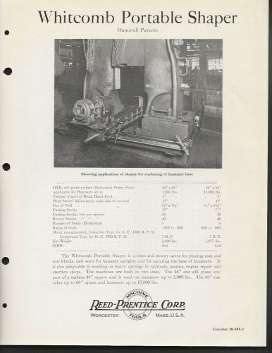 Circular 1926 Reed Prentice Machine Tools Whitcomb Portable Shaper