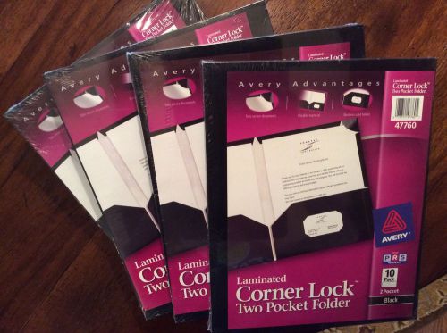 Avery Laminated Corner Lock 2 Pocket Folder AVE47760 4-10 Pack Total Qty 40 NEW