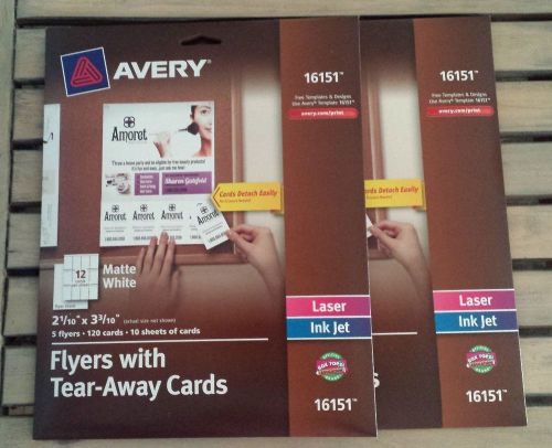 Two packages Avery 16151 flyers with tear away cards 5 flyers, 120 cards/ pack