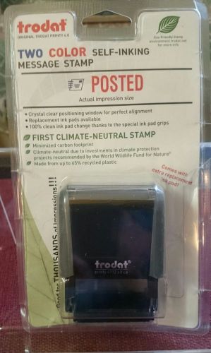 TRODAT PRINTY 4912 TWO COLOR SELF INKING STAMP ECO FRIENDLY OFFICE  &#034; POSTED&#034;