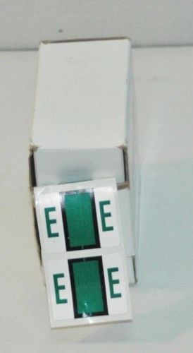 Letter Color Code End Tab Labels medical filing &#034;E&#034; Green Roll qty 1