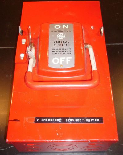 GE TH3362 Model 1 Fire Panel Shutoff Switch 60A 600VAC - Red - Used