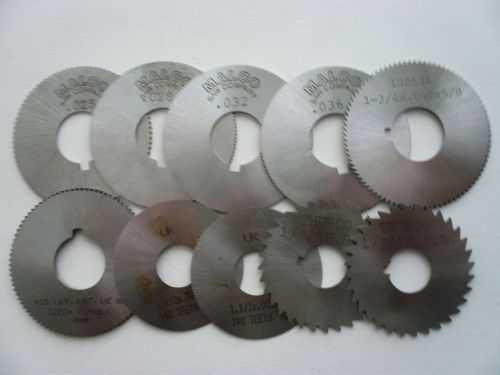 10 PCS 1-3/4&#034; AND 1-1/2&#034; OD DIFFERENT SLITTING SAWS SIDE MILL CUTTERS NEW