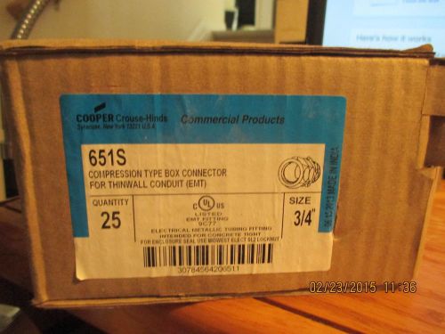 651s  3/4&#034;  compressionn type emt connectors  box of 25   k13 for sale