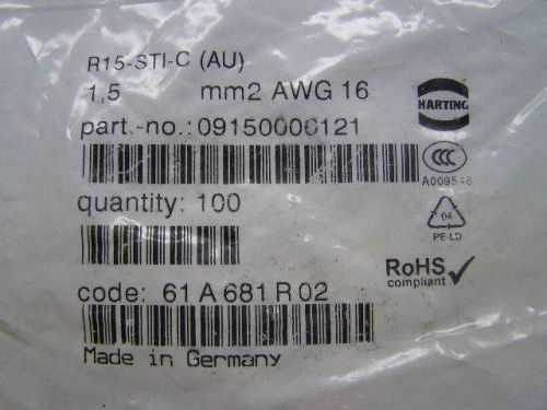 Harting r15-sti-c (au)   1,5 mm2 awg 16 male crimp contact 09150006121 for sale