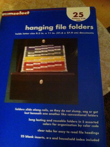 25 Hanging File Folders Letter Size 8.5in X 11in Documents
