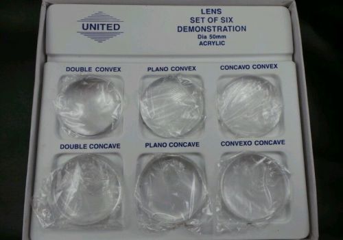 United Set of 6 50mm Lens for Demonstration Acrylic Optic Science Kit Homeschool
