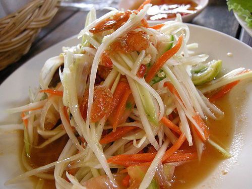 Papaya Salad Thai Food Som Tum Recipe Dinner Kitchen Popular Spicy Shop Eat