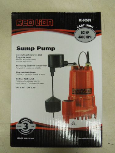 Red lion rl-sc50v - 1/2 hp cast iron automatic submersible sump pump for sale