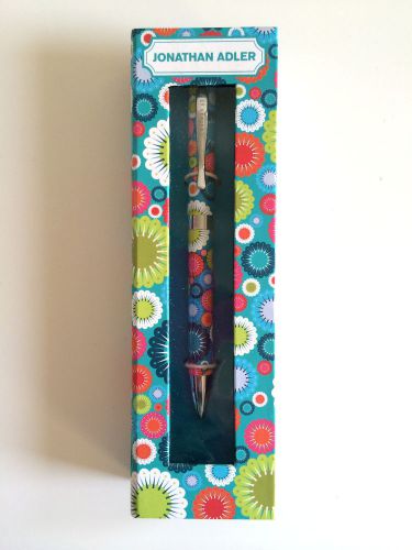 NIB Jonathan Adler Stationery &amp; Gifts Pen Gift Box Flowers Blue $19.95