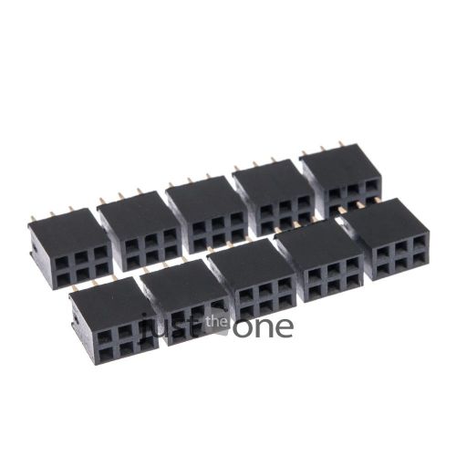 10pcs 2x 3 pin 2.54mm double row female straight header pitch socket pin strip for sale