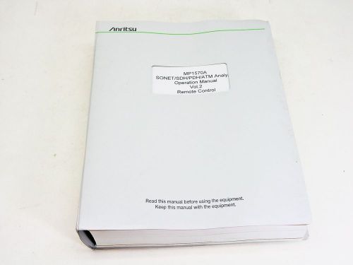 Anritsu Operation Manual vol. 2 1ere edition MP1570A Sonet/SDH/PDH/ATM Analyzer