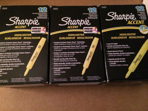 12 sharpie highlighters chisel tip yellow 25025 lot of 3 for sale