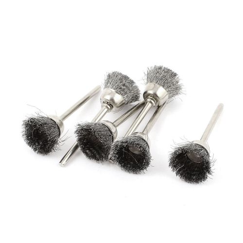 6pcs 3mm shank 15mm cup dia stainless steel wire polishing brush for rotary tool for sale