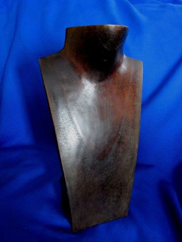 Hand Crafted Wood Necklace Display Bust Stand ~ NEW~ 11&#034; x 6&#034; Dark Wood