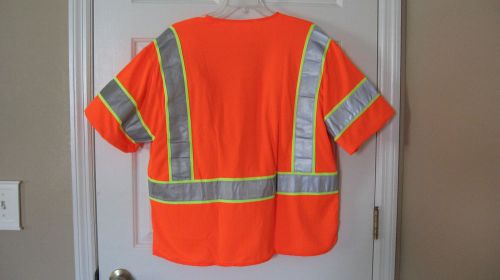 Condor 1YAU4 Orange Safety Zipper Short Sleeve Vest  Reflective Stripes – Medium