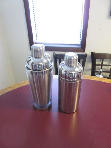 Lot of (2)bar martini cocktail shaker set of stainless steel - no reserve - for sale