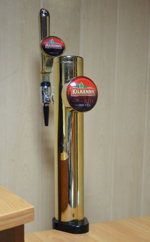Beer Tap Faucet Draft Single Gold Tower keg Kegerator Lights Logo Kilkenny
