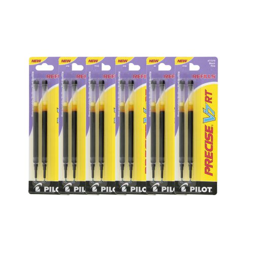 Pilot Precise V7 Rollerball Pen Refills, Fine Point, Black Ink, Pack of 12