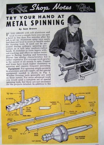 1954 METAL LATHE SPINNING How-to Spin a POPCORN BOWL &amp; LAMP BASE INFO TECHNIQUES