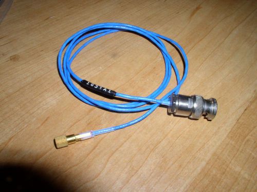 Coaxial cable, blue about 40 inches long, 10-32 plug to BNC