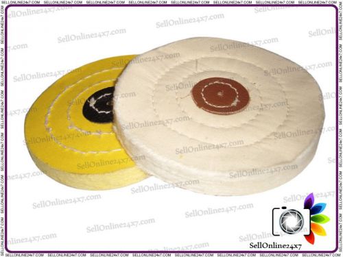 Jewelry polishing 4&#034; buffs muslin white &amp; yellow 2 pcs -must for diy enthusiasts for sale
