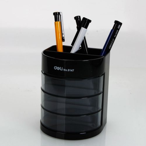 Deli 9147 desk pen holder case stand pen pot pen case for office student for sale