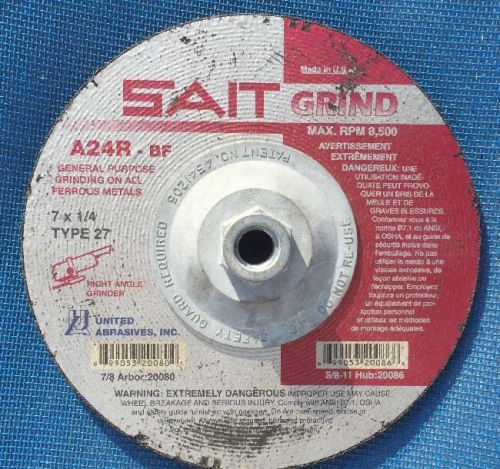 Sait a24r metal w/super-lock hub type 27 7x1/4x5/8&#034; grinding wheels 20086 qty 1 for sale