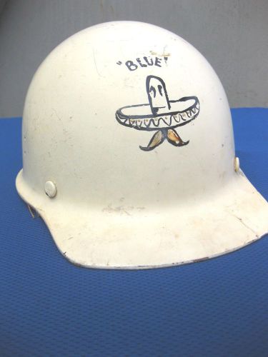 Vintage industrial msa skullgard fiberglass hard hat helmet folk art for sale