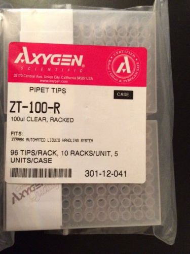 Axygen ZT-100-R, Pipet Tips, 100uL, Clear, Racked,  2 Racks of 96 Tips Each