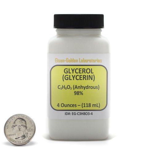 Glycerol [C3H8O3] 98% AR Grade Fluid 4 Oz in a Space-Saver Bottle USA