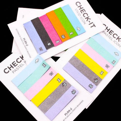 Retro Check Rainbow Sticker Maker Post-it Notes Bookmark Memo Flags Sticky A0525