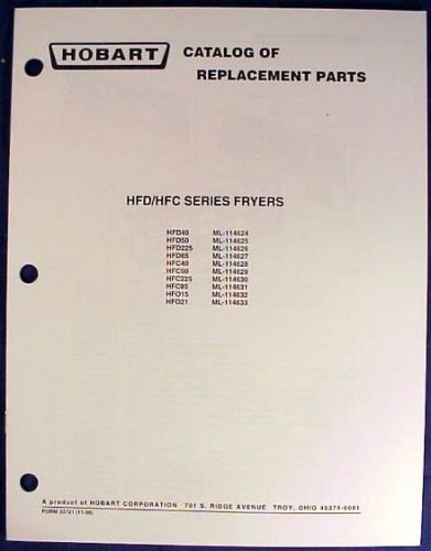 Hobart HFD/HFC Series Fryer Replacement Parts Catalog