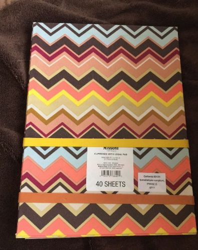 MISSONI For Target Clipboard w/ Legal Pad Journal Chevron Blue Brown