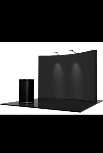 10&#039; Curved Pop-Up Display for Trade Shows with Lights and Transport Case, Black