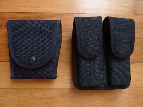 Bianchi, safariland black nylon duty belt combo / dbl. magazine, hand cuff case for sale