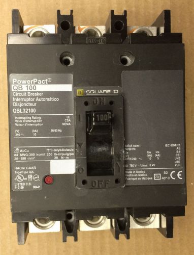 Square D QB 100 3 pole 100 amp 240v QBL32100 PowerPact Circuit Breaker QBL