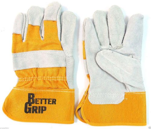 120 pair better grip economy split leather palm work glove, yellow - large for sale